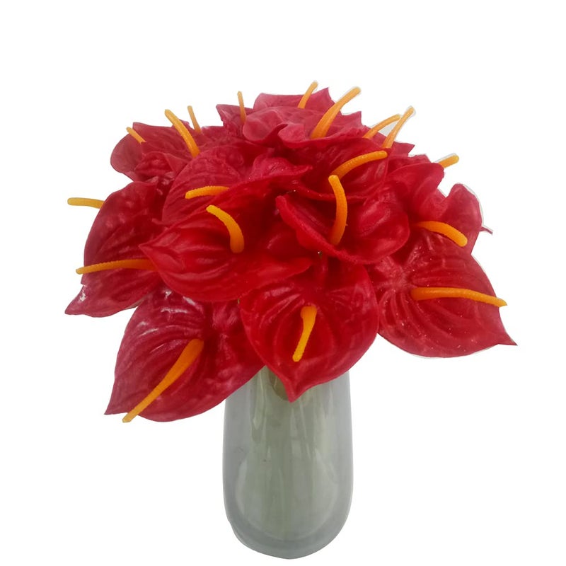 AntranStore 20Pcs Artificial Anthurium Flowers Real Touch Fake Flower for Home Decor Floral Arrangements Bouquets (Red) - Image 4
